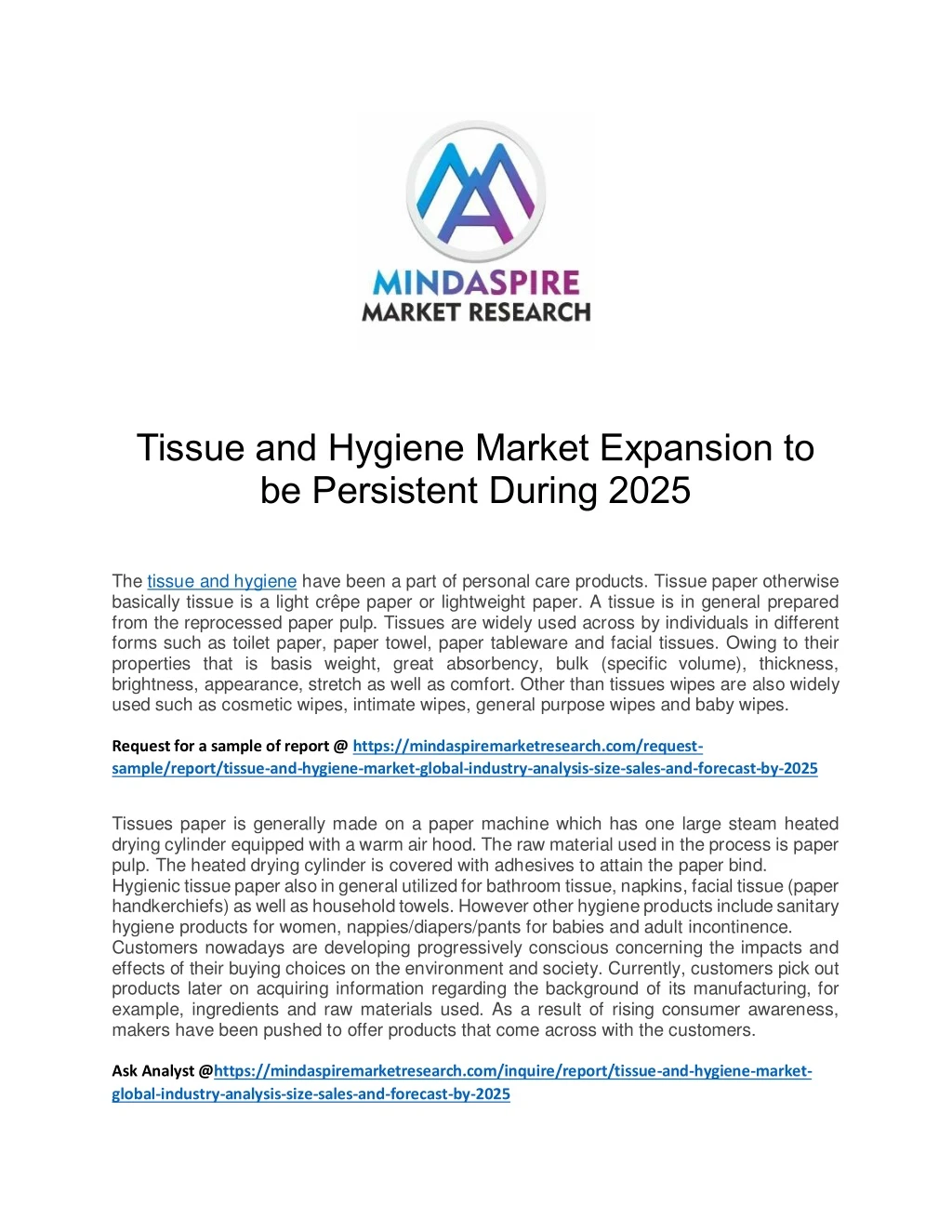 tissue and hygiene market expansion