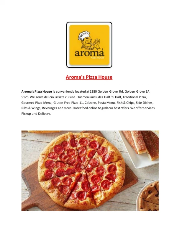 25% Off -Aroma's Pizza House-Golden Grove - Order Food Online