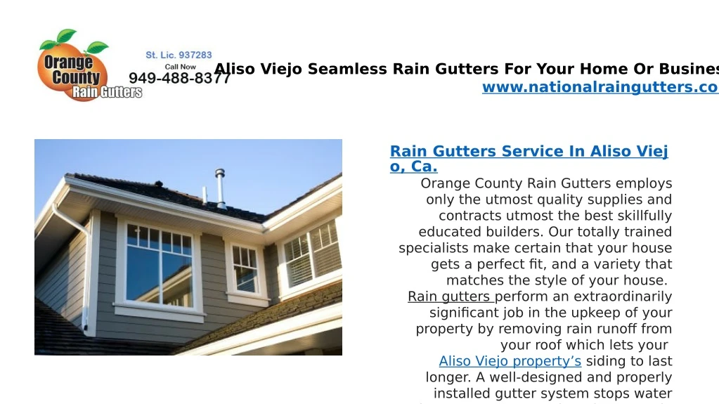 aliso viejo seamless rain gutters for your home