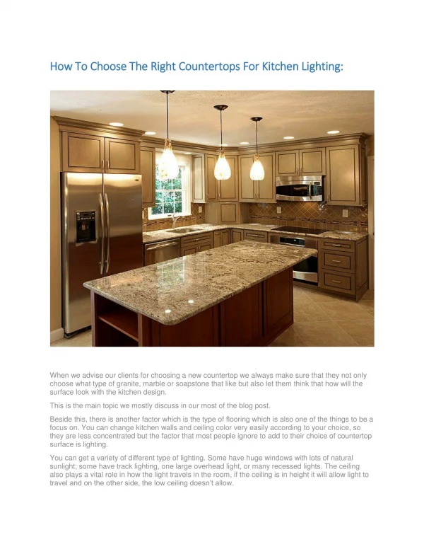 How To Choose The Right Countertops For Kitchen Lighting