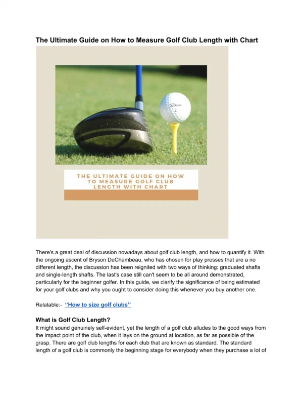 The Ultimate Guide on How to Measure Golf Club Length with Chart