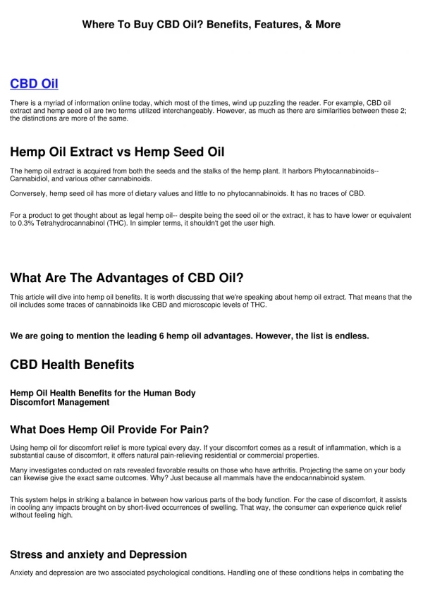 Where To Buy CBD Oil? Benefits, Features, & More