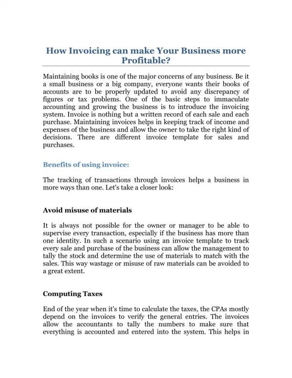 How Invoicing can make Your Business more Profitable?