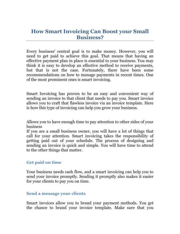 How Smart Invoicing Can Boost your Small Business?
