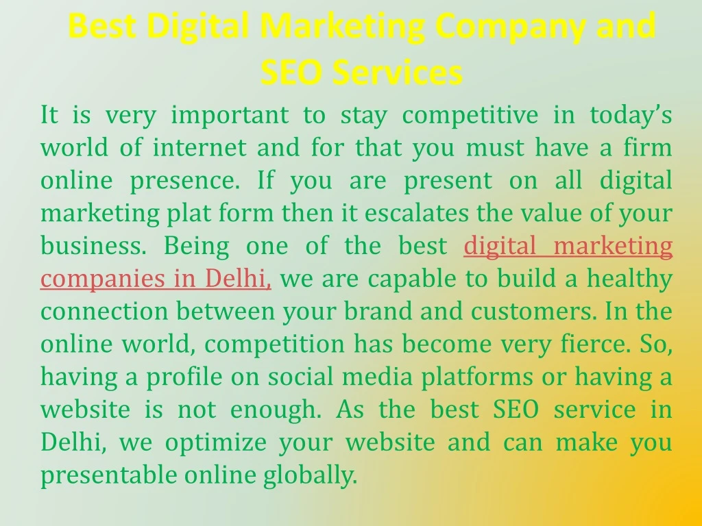best digital marketing company and seo services