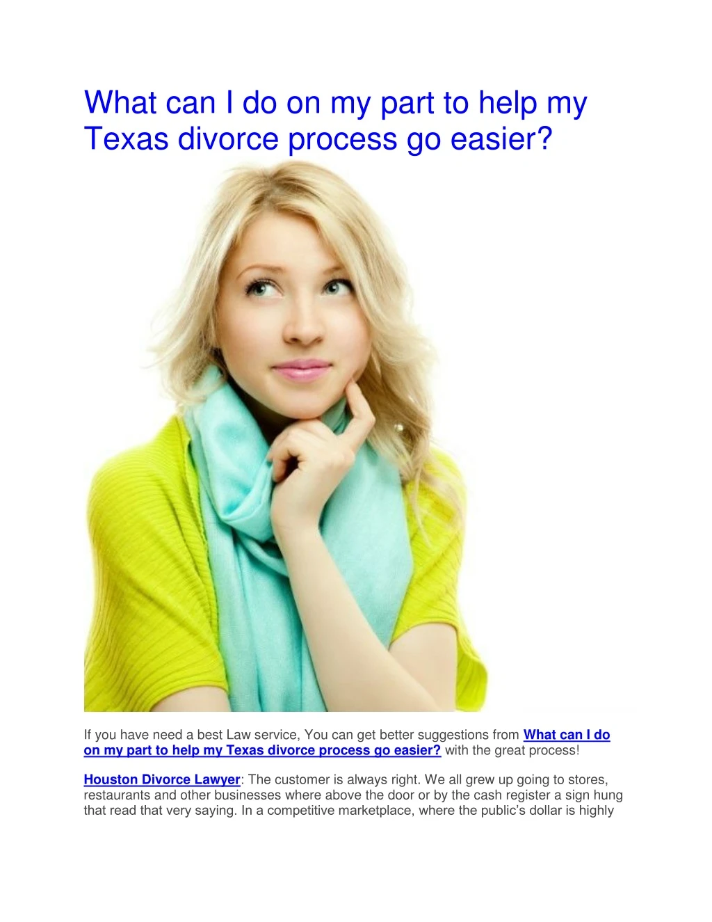 what can i do on my part to help my texas divorce