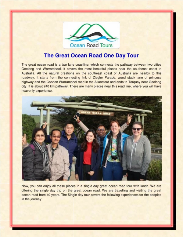 The Great ocean road tour guide - oceanroaddaytours.com.au