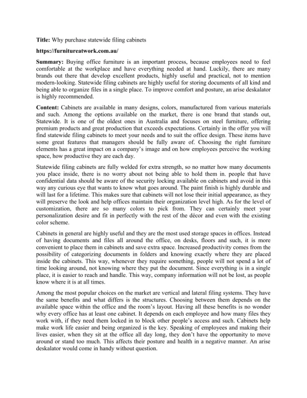 title why purchase statewide filing cabinets