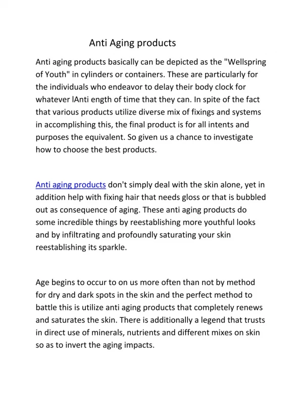 Anti Aging products