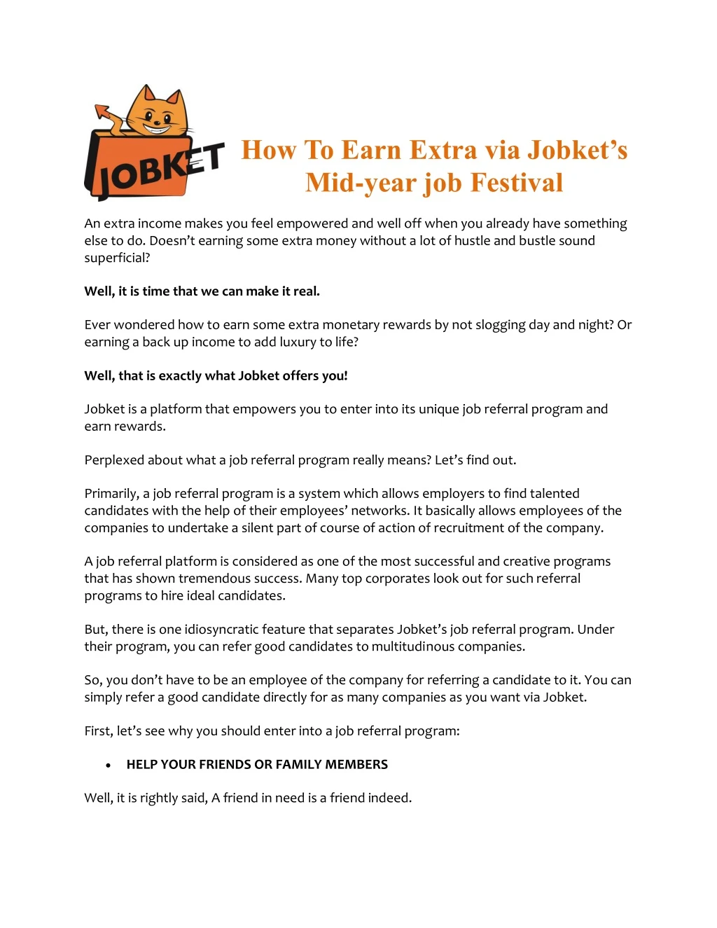 how to earn extra via jobket s mid year