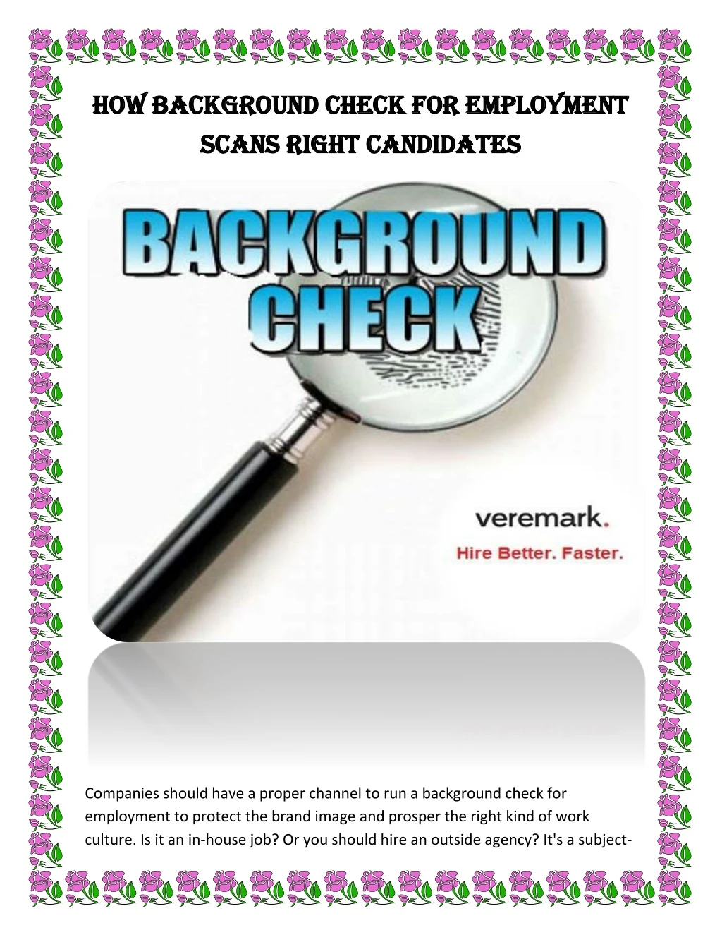 how background check for employment