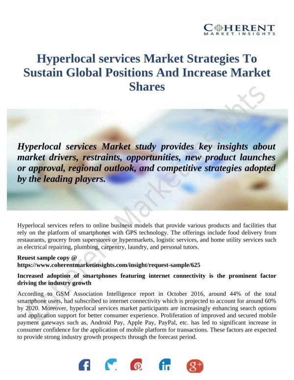 Hyperlocal Services Market Size, Opportunities And Forecast To 2026