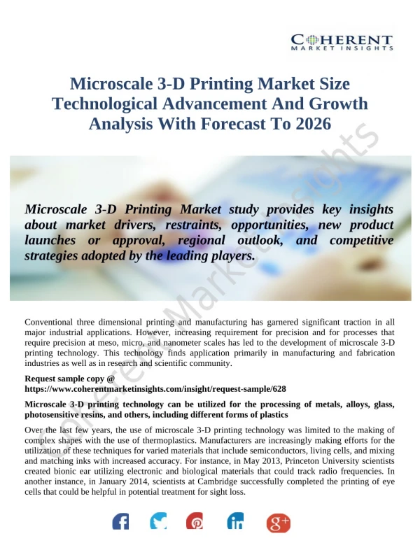 Microscale 3D Printing Market Covers Drivers And Growth Trends During 2018 To 2026