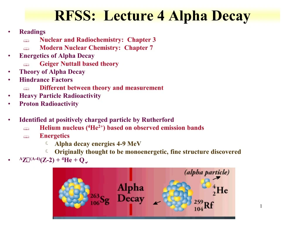 rfss lecture 4 alpha decay