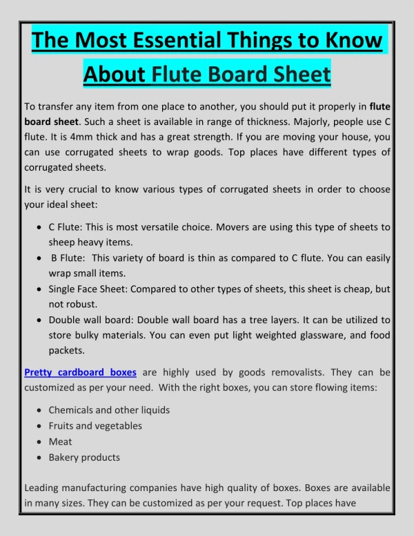 The Most Essential Things to Know About Flute Board Sheet