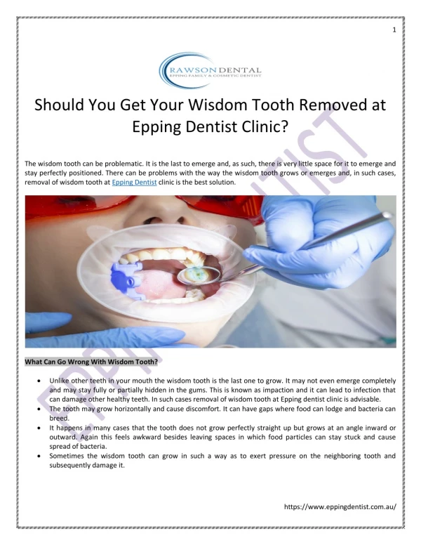 Should You Get Your Wisdom Tooth Removed at Epping Dentist Clinic?