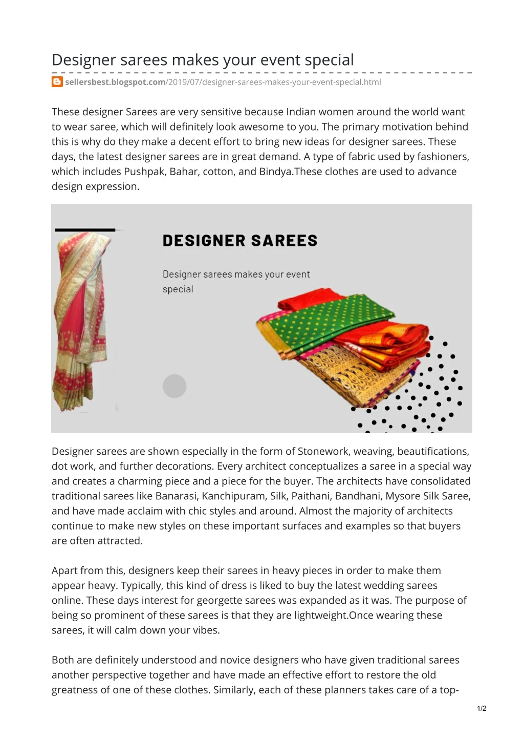designer sarees makes your event special