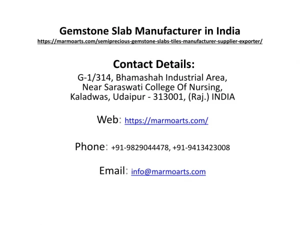Gemstone Slab Manufacturer in India