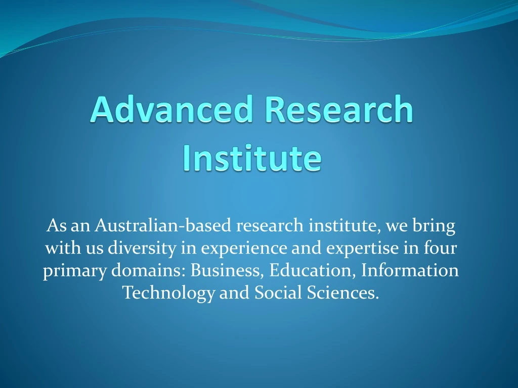 as an australian based research institute