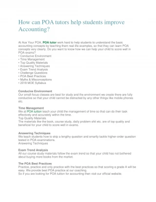 How can POA tutors help students improve Accounting? - slide 1