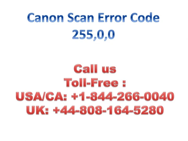 Canon Scan Error Code 255,0,0