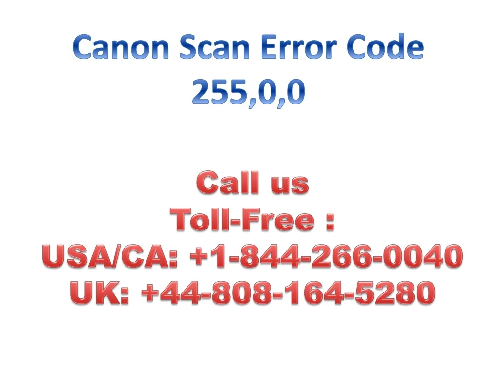canon scan error code 255 0 0