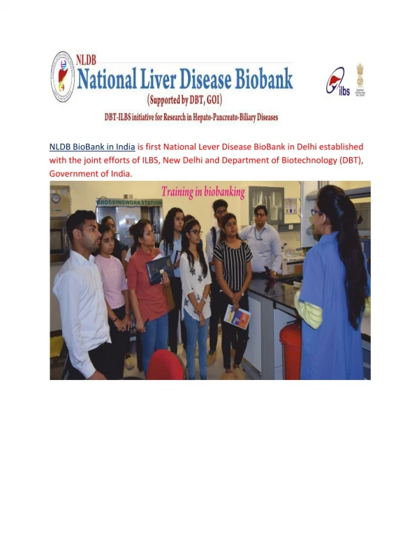 NLDB BioBank in India