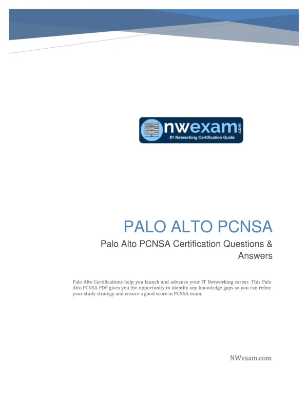 [Latest] Palo Alto PCNSA Certification Questions & Answers