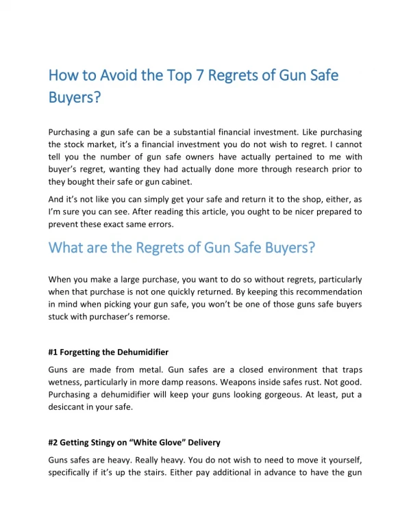 How to Avoid the Top 7 Regrets of Gun Safe Buyers?
