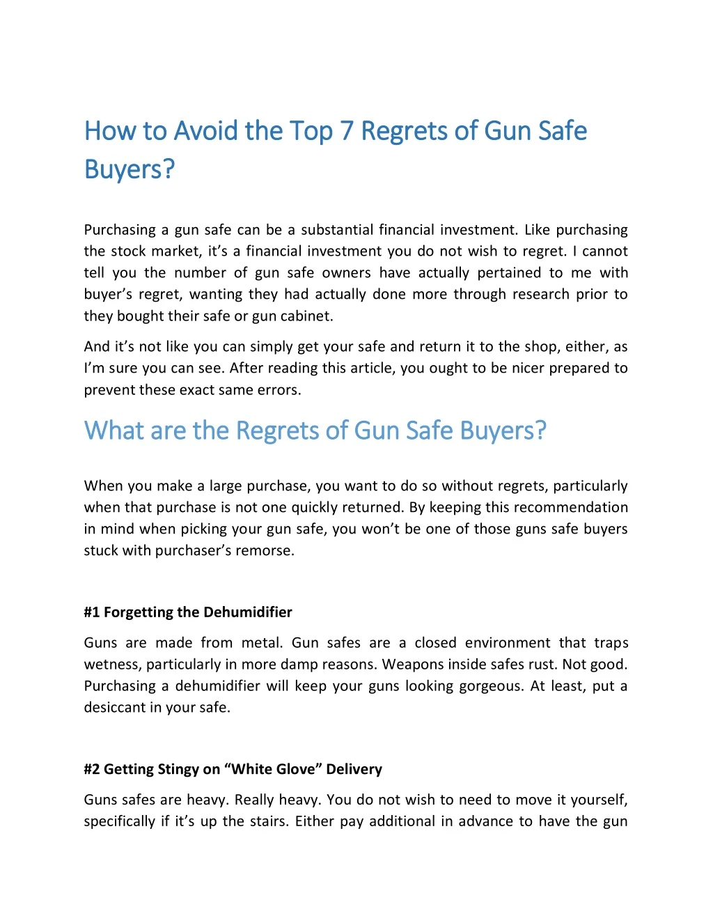 how to avoid the top 7 regrets of gun safe