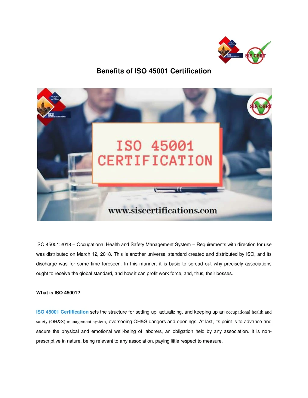 benefits of iso 45001 certification