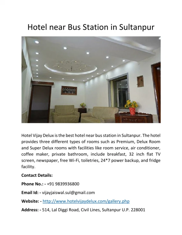 Hotel near Bus Station in Sultanpur