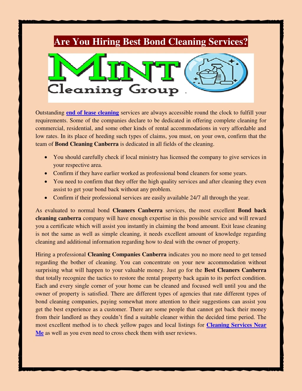 are you hiring best bond cleaning services
