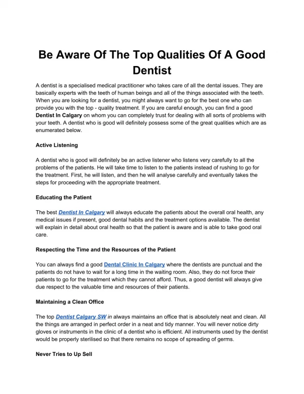 Be Aware Of The Top Qualities Of A Good Dentist