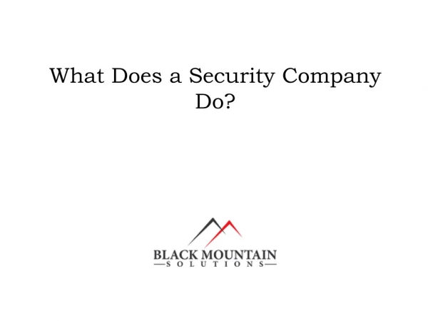 What Does a Security Company Do?