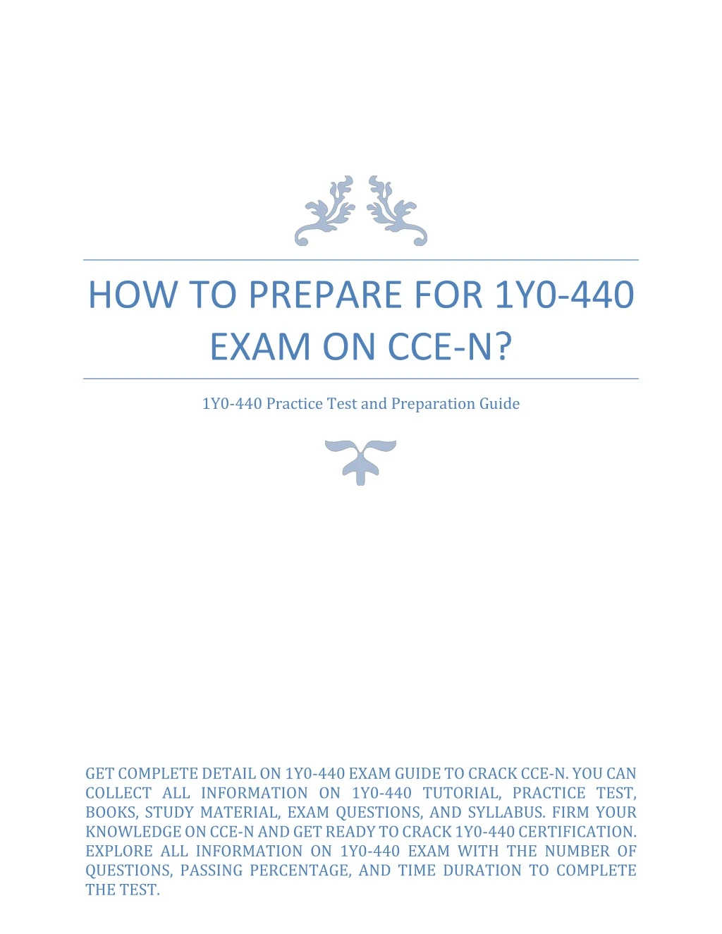 how to prepare for 1y0 440 exam on cce n