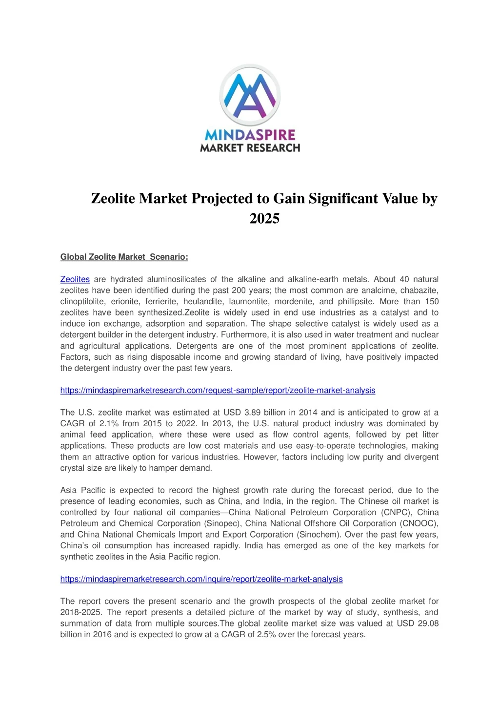 zeolite market projected to gain significant