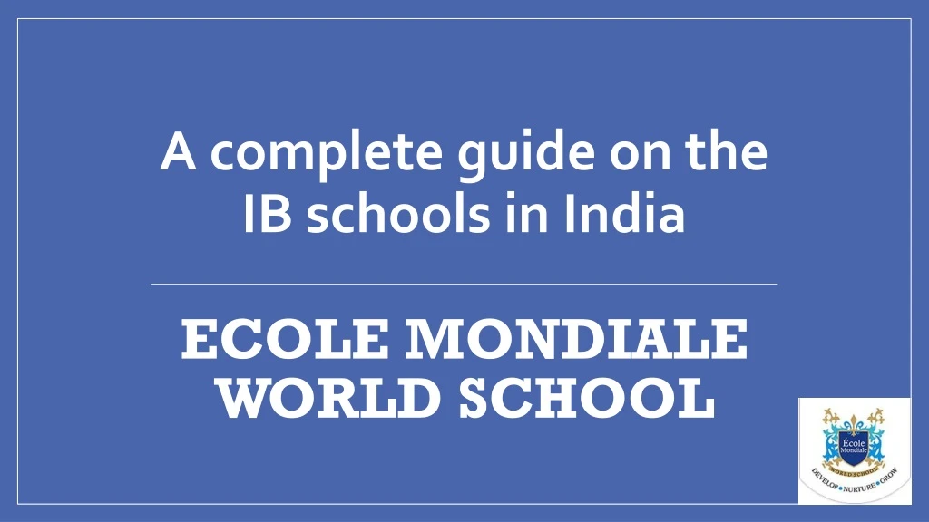 ecole mondiale world school