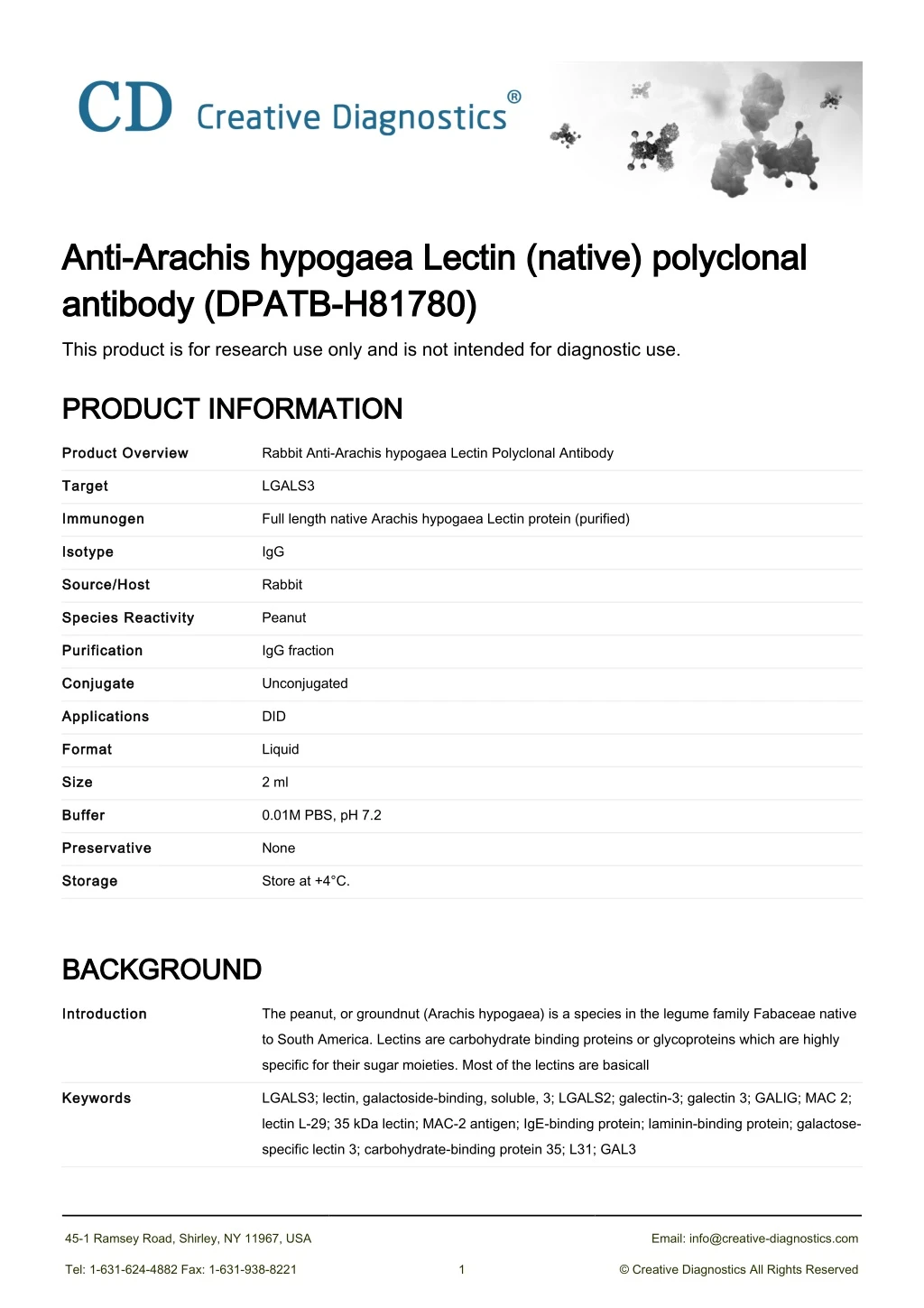 anti arachis hypogaea lectin native polyclonal