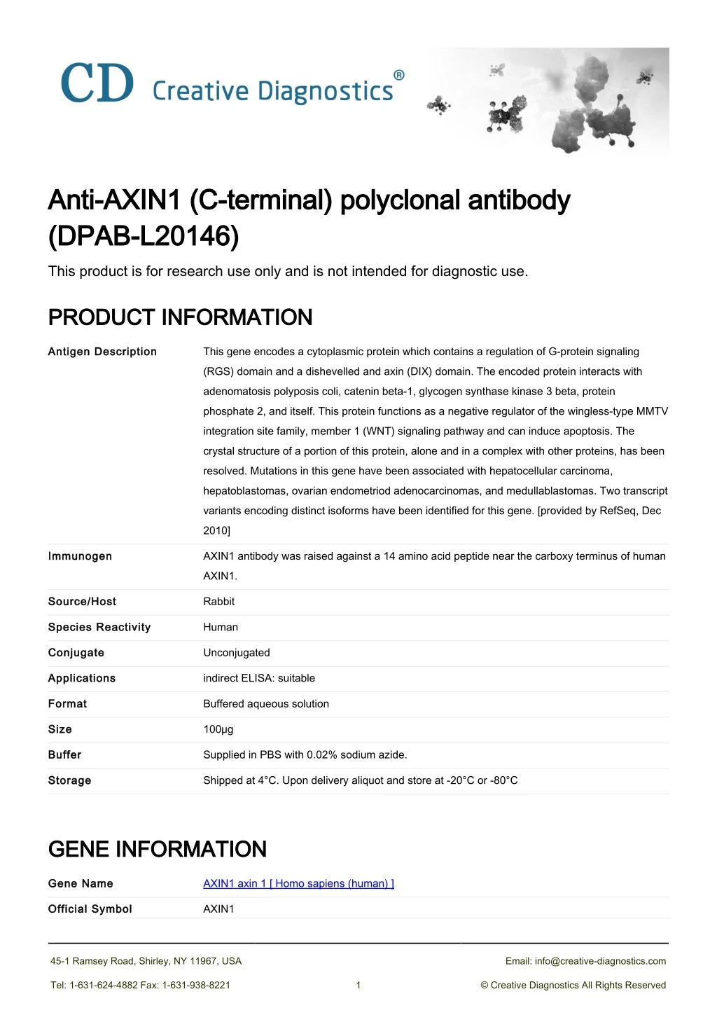 anti axin1 c terminal polyclonal antibody anti