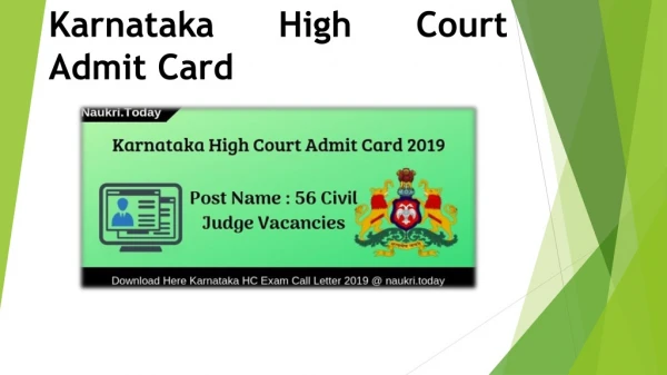 Karnataka High Court Admit Card 2019 Download For Civil Judge Exam