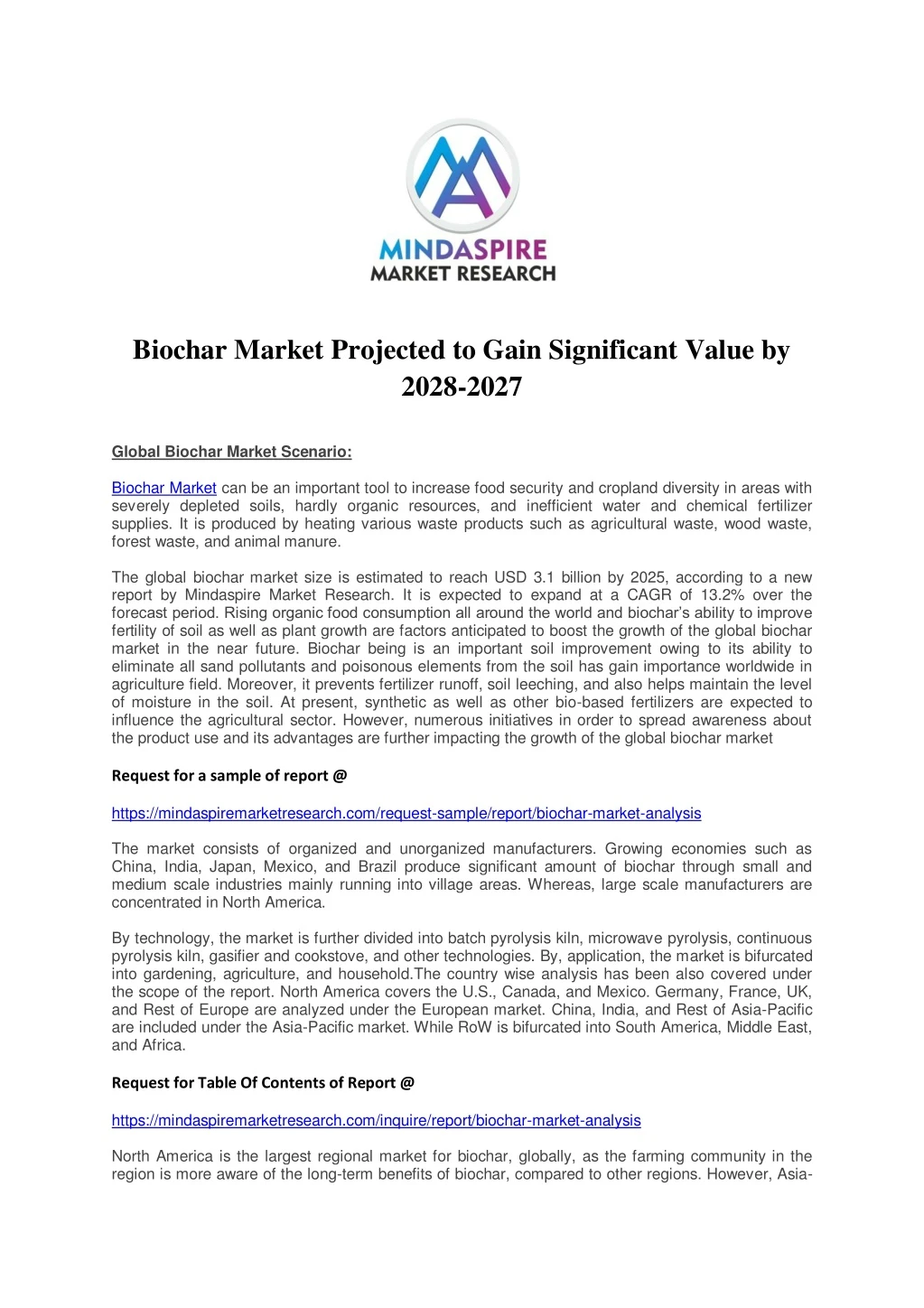 biochar market projected to gain significant