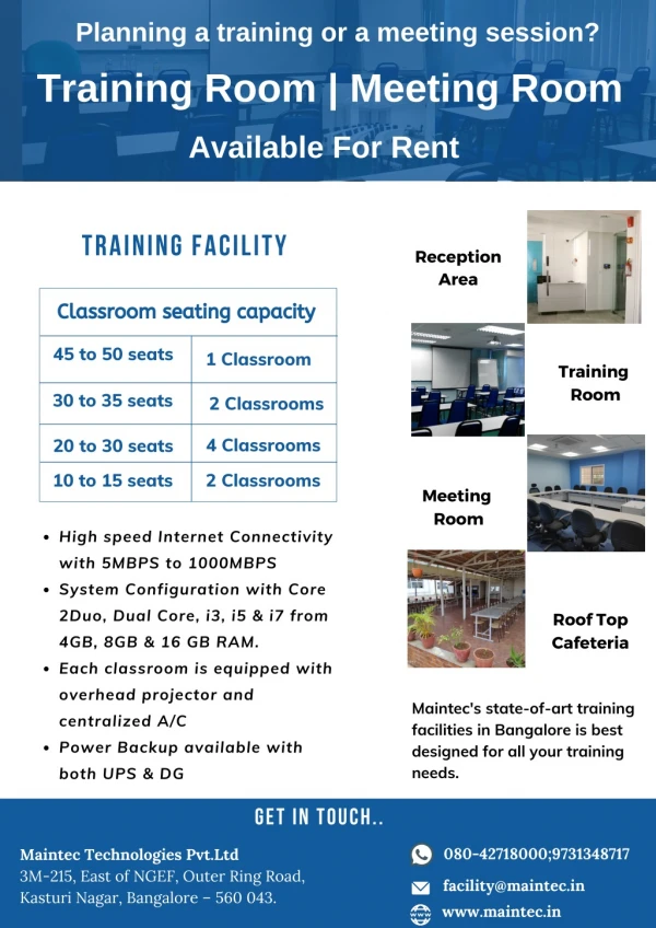 Training Room Rent | Meeting Room For Rent | Maintec