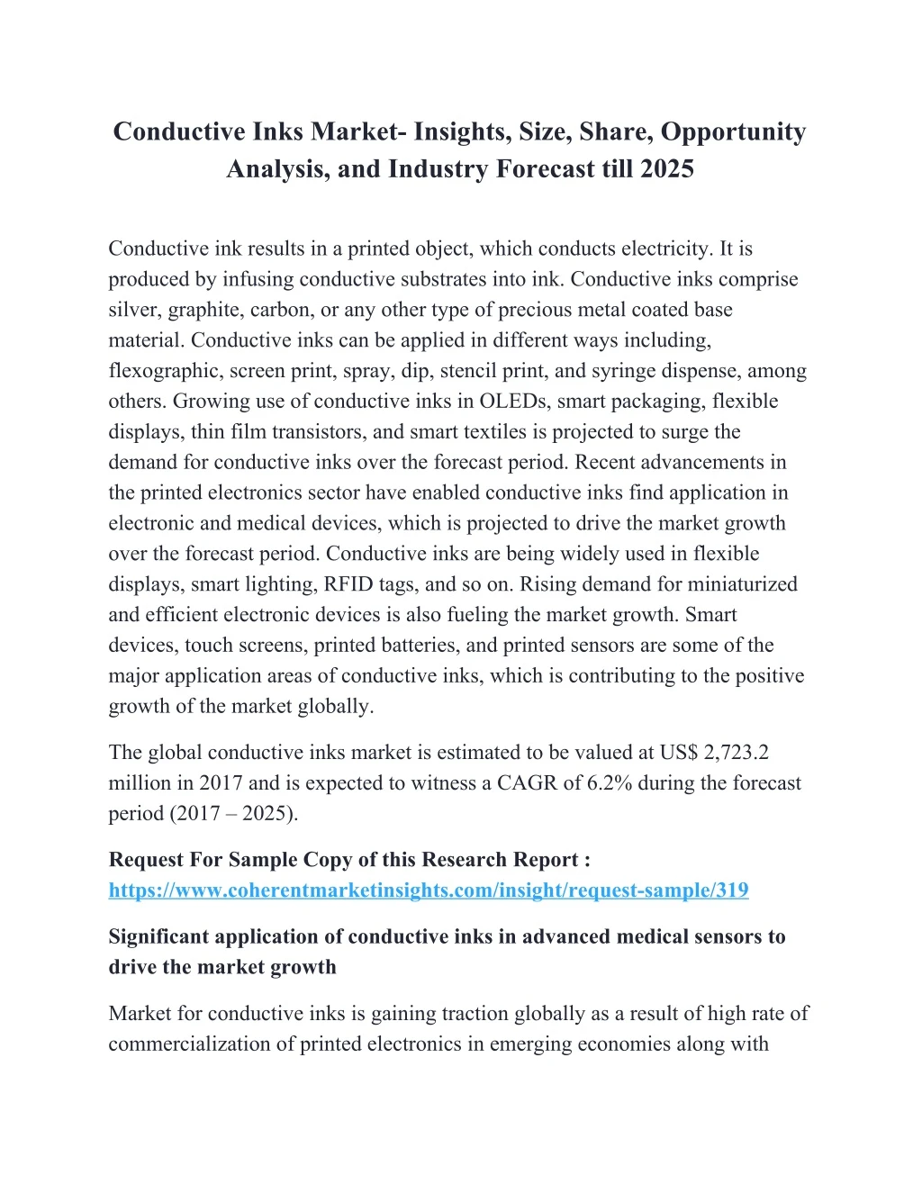 conductive inks market insights size share