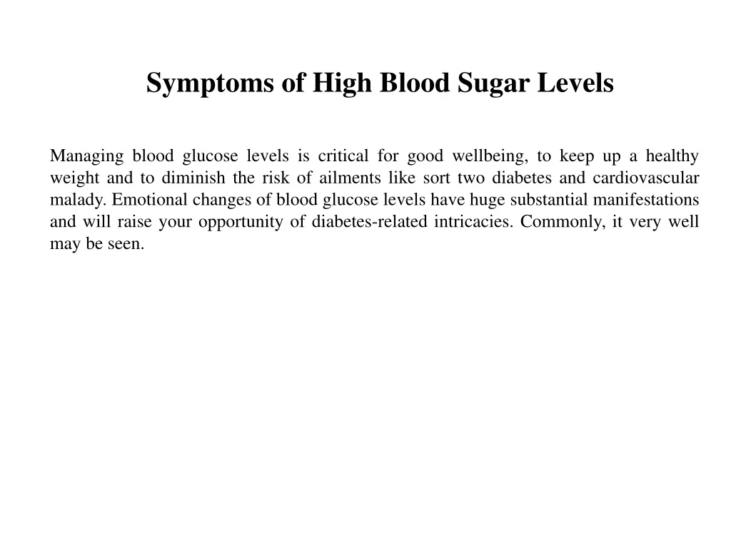 symptoms of high blood sugar levels