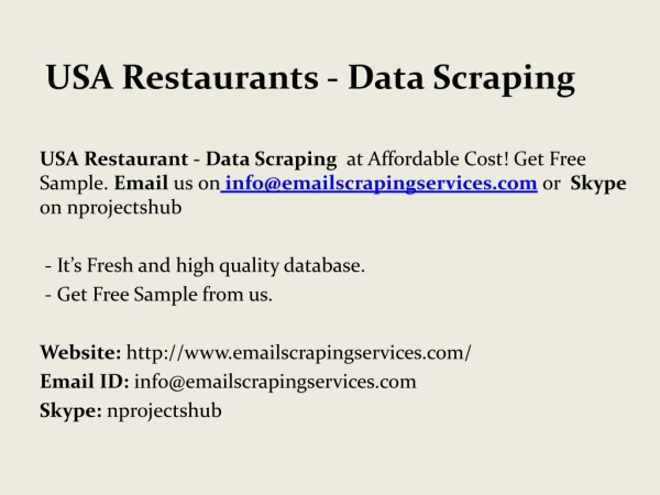 USA Restaurants - Data Scraping