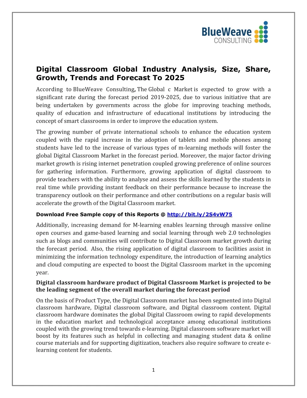 digital classroom global industry analysis size