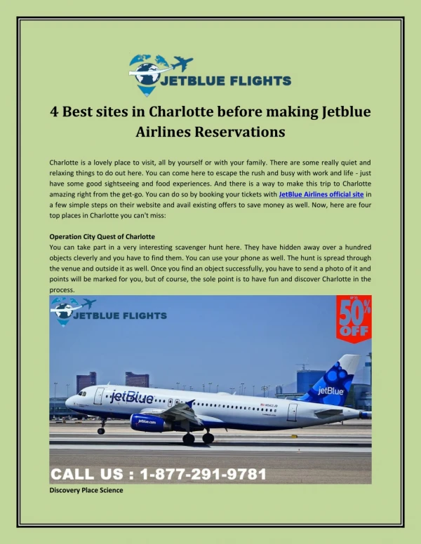 4 Best sites in Charlotte before making Jetblue Airlines Reservations