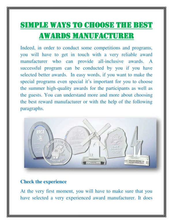 Simple ways to choose the best awards manufacturer