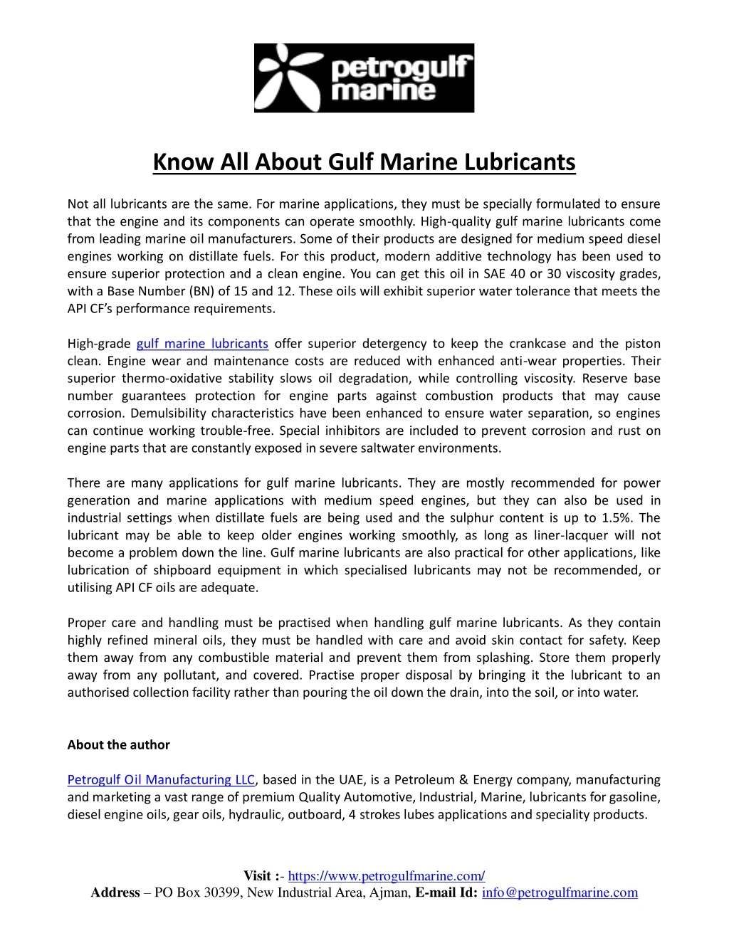 know all about gulf marine lubricants